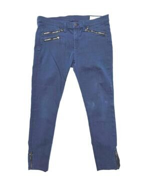Rag & Bone Cadet Blue Moto Ankle Zip Skinny Jeans Size 31 x 25